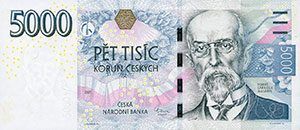 Tomáš Masaryk en el billete de 5000 coronas checas
